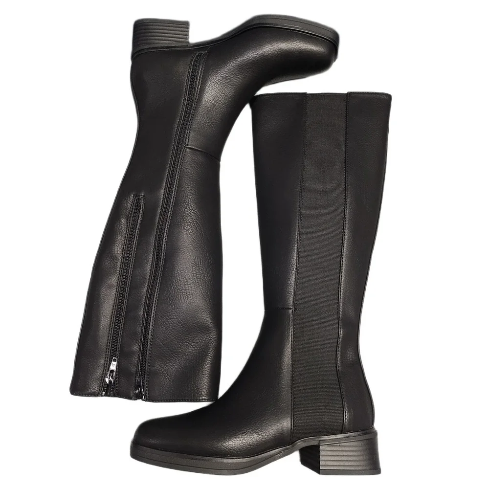 Aerosoles Darlo Knee High Boots Womens US 6M Black Synthetic Square Toe Side Zip